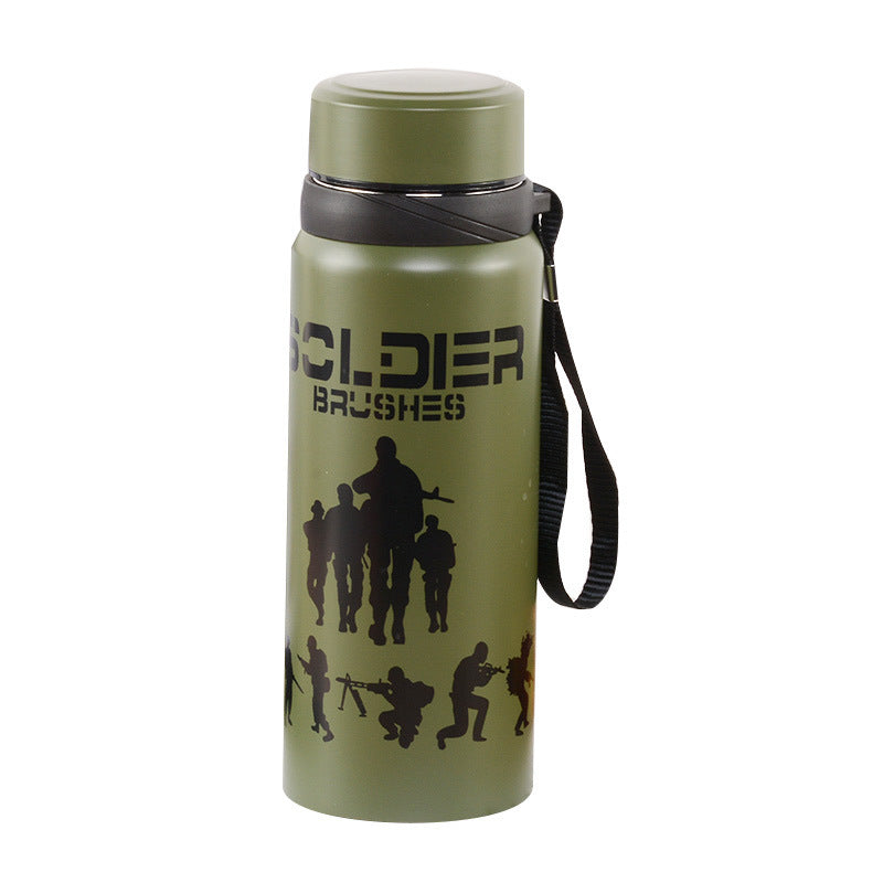 Stainless Steel Insulated Canteen with Camouflage Strap