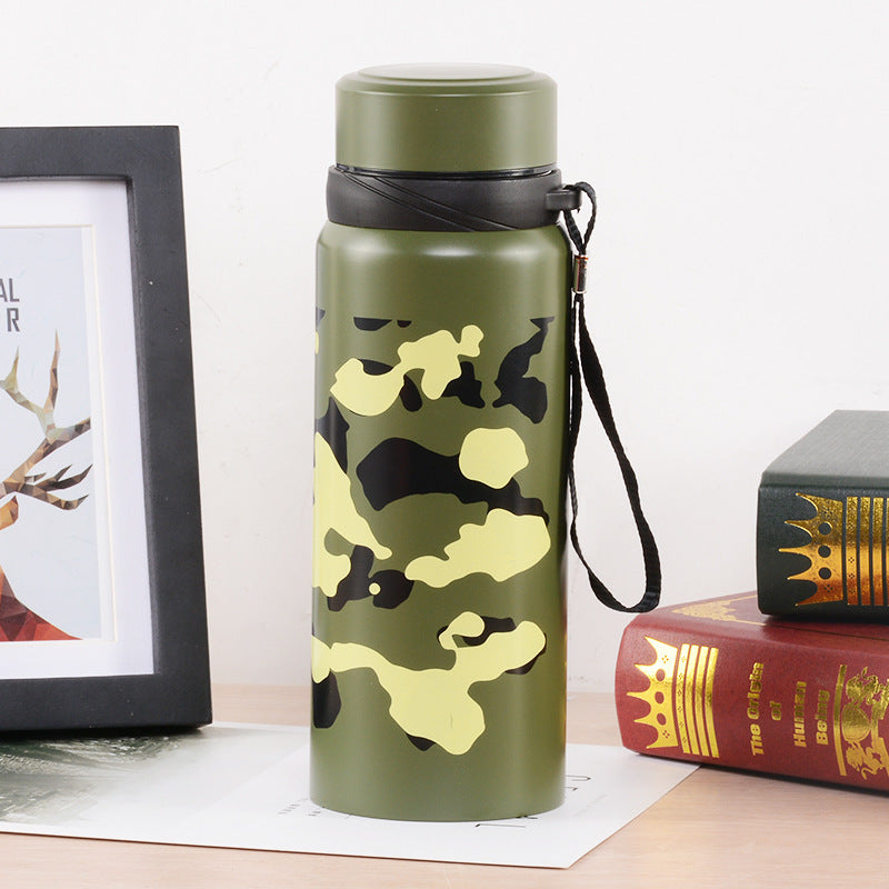 Stainless Steel Insulated Canteen with Camouflage Strap