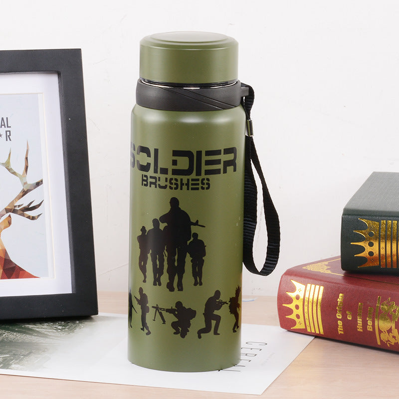 Stainless Steel Insulated Canteen with Camouflage Strap