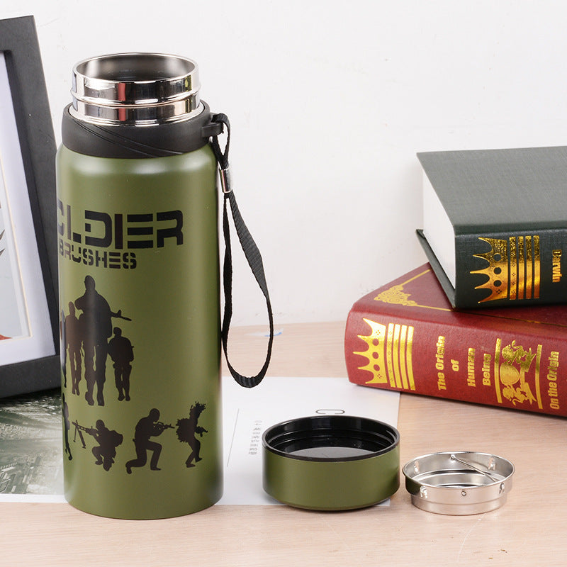 Stainless Steel Insulated Canteen with Camouflage Strap